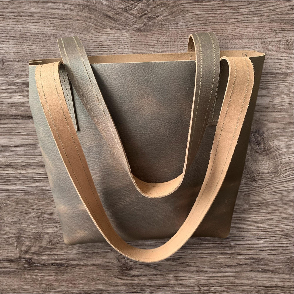 handmade genuine leather tote bag minimalist leather tote purse for women everyday leather shoulder tote bag, full grain leather tote bag