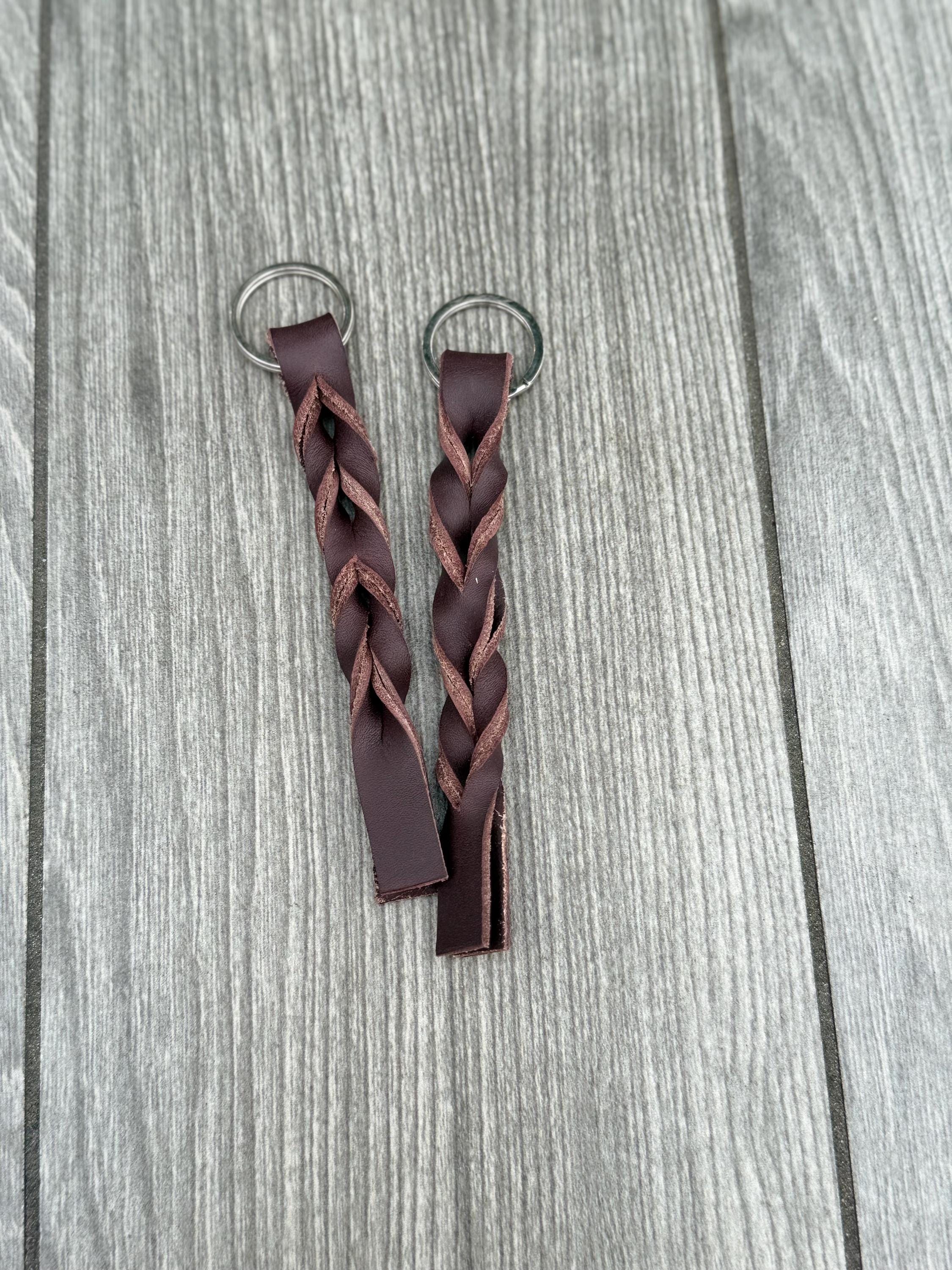Braided Leather Keychain: Vegetable Tanned Twist Keyfob