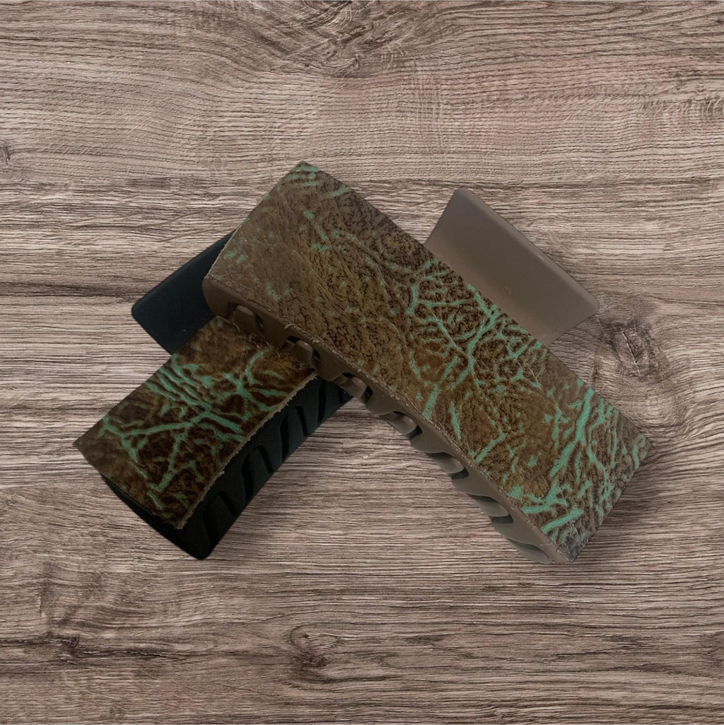 Leather claw hair clip western clip