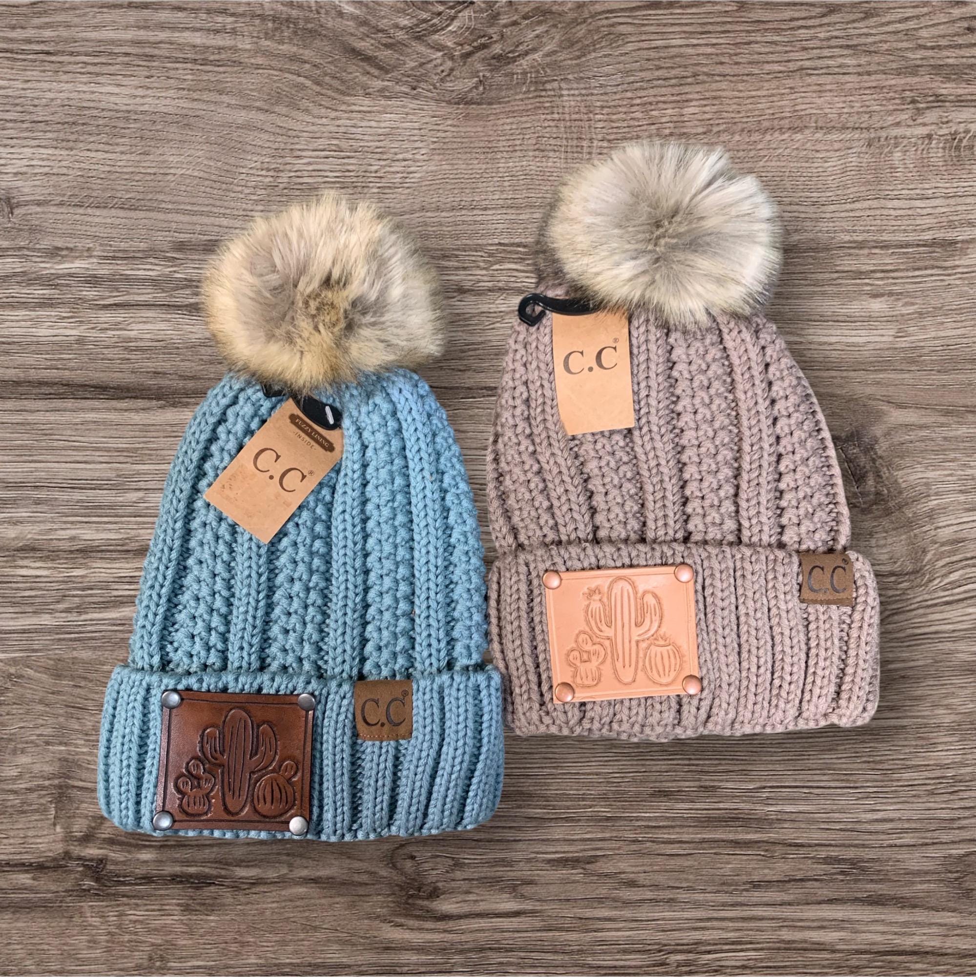 CC Beanie Cactus tooled leather hat patch