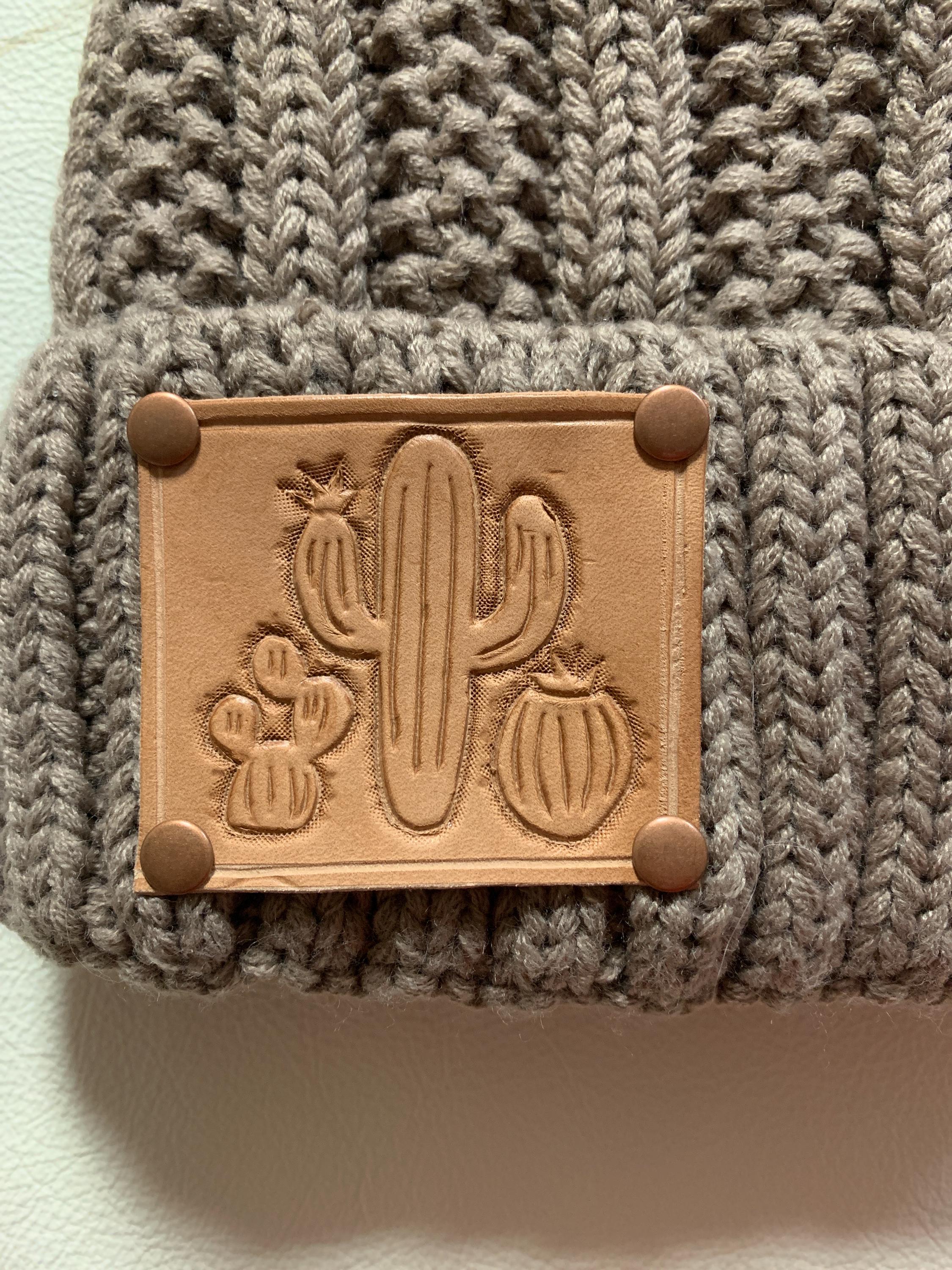CC Beanie Cactus tooled leather hat patch
