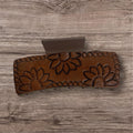 Leather sunflower tooled claw hair clip western clip