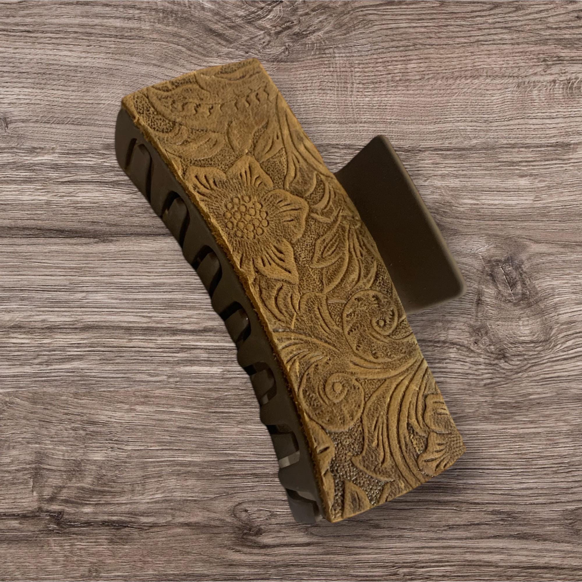 Leather claw hair clip western clip tooled