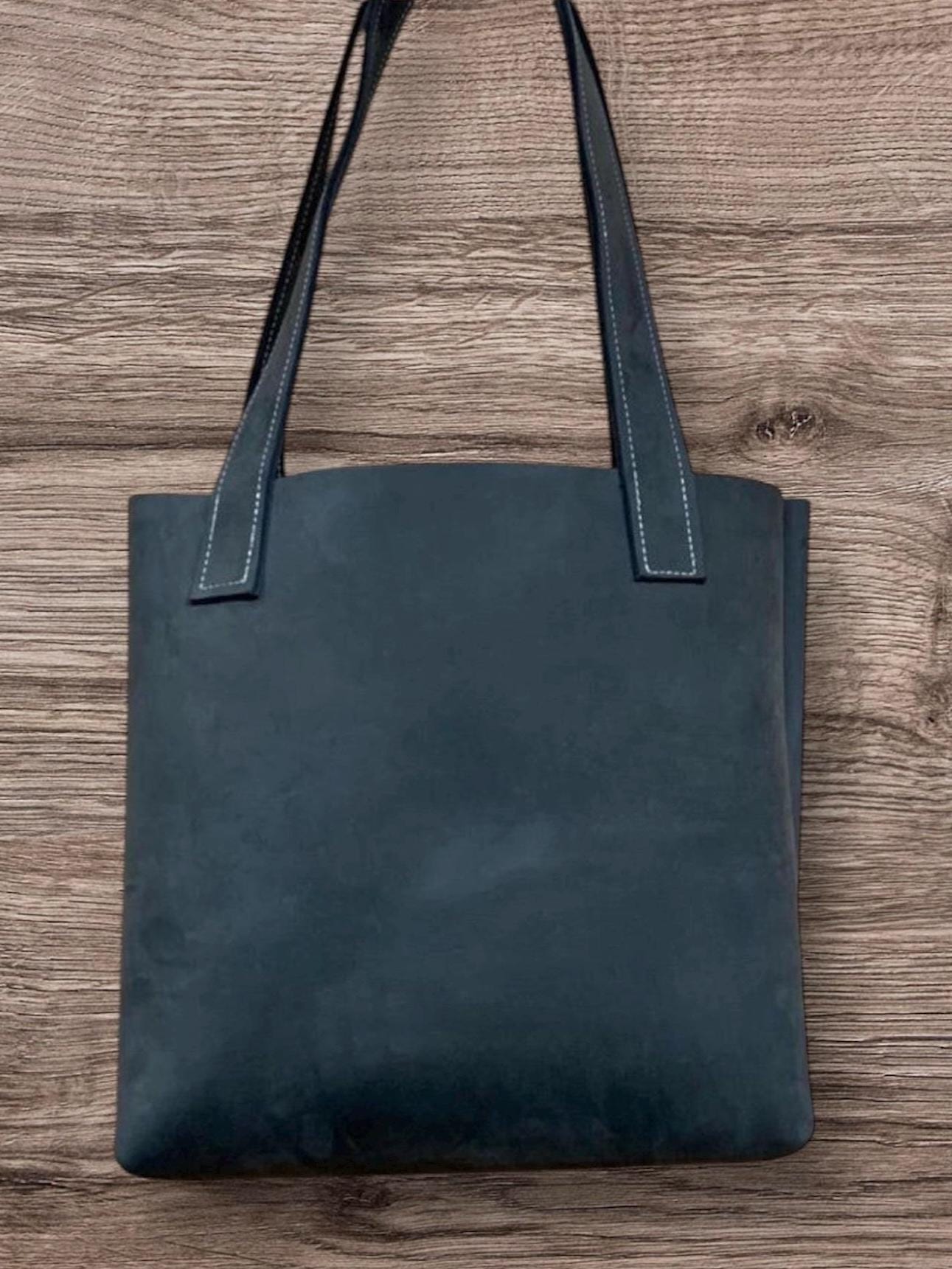 handmade genuine leather tote bag minimalist leather tote purse for women everyday leather shoulder tote bag, full grain leather tote bag
