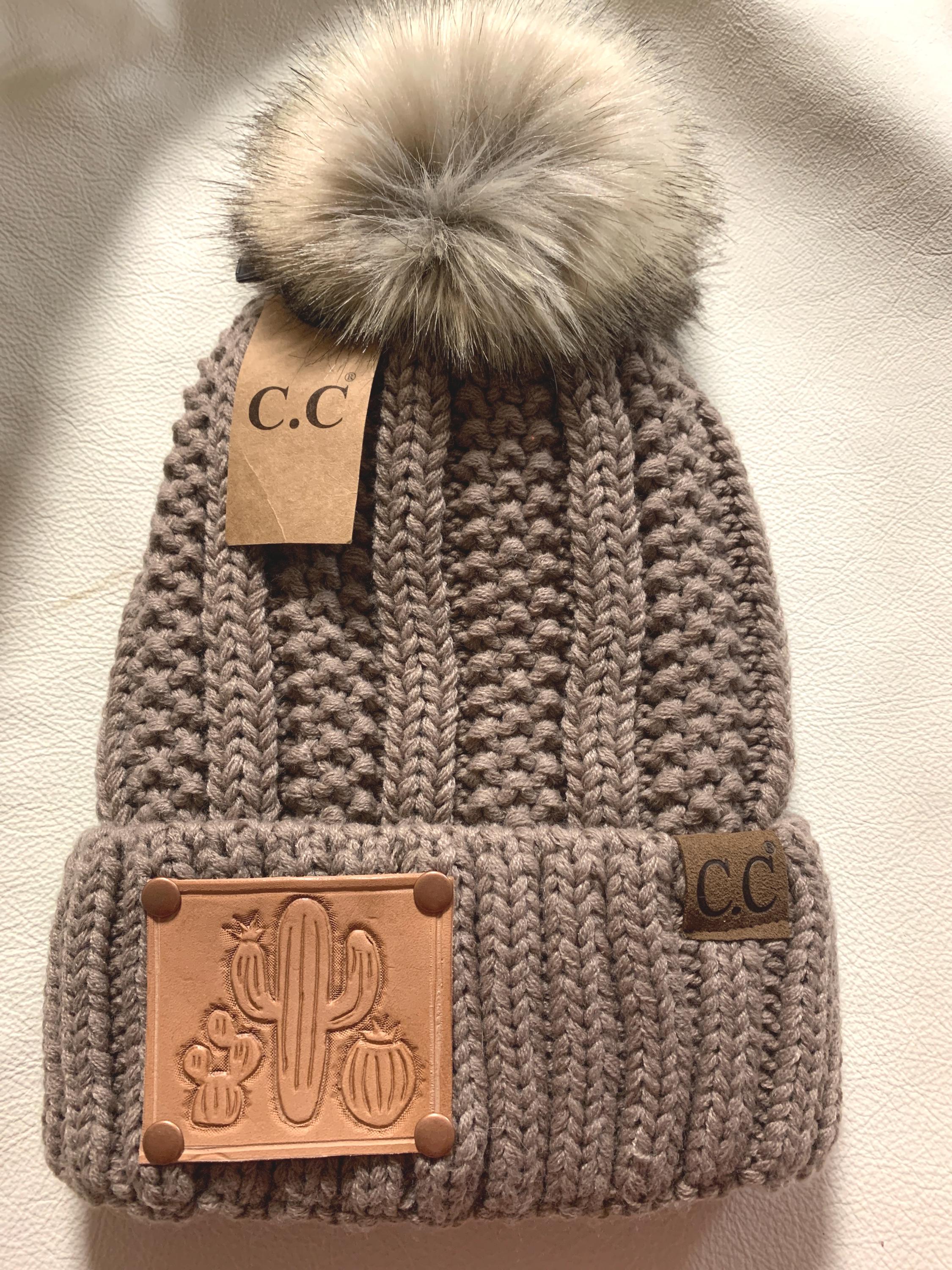 CC Beanie Cactus tooled leather hat patch
