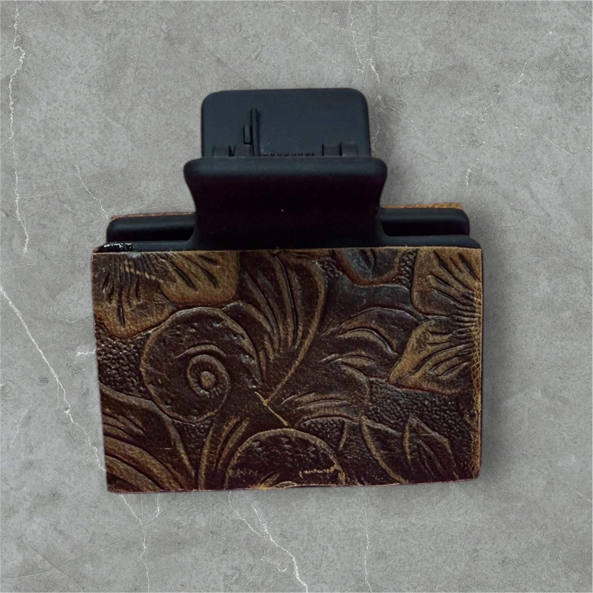 Leather claw hair clip western clip tooled