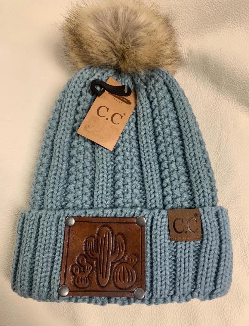 CC Beanie Cactus tooled leather hat patch