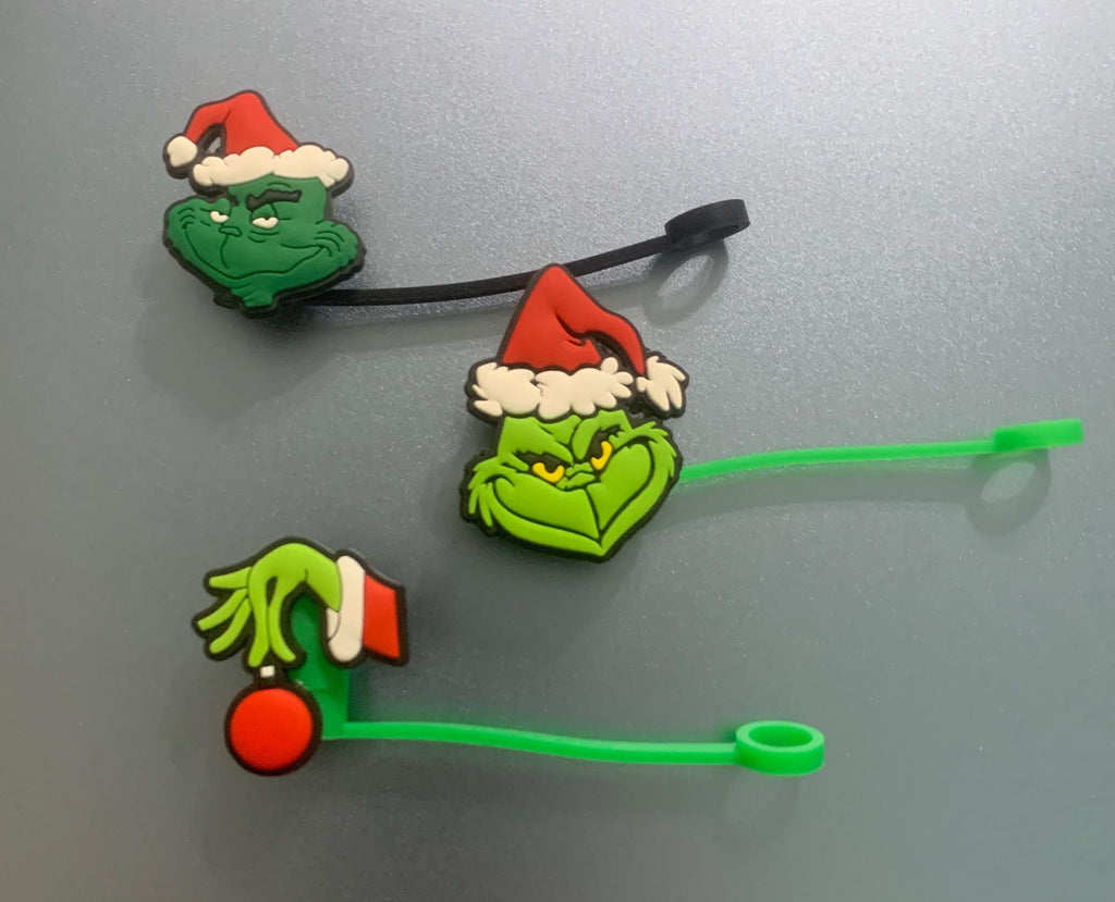 Christmas Straw Topper Cover,Grinch Straw Cover,40oz tumbler,Drink Topper Drink Cup Cover,Tumbler Accessories,Straw Cap Reusable Straw Cover