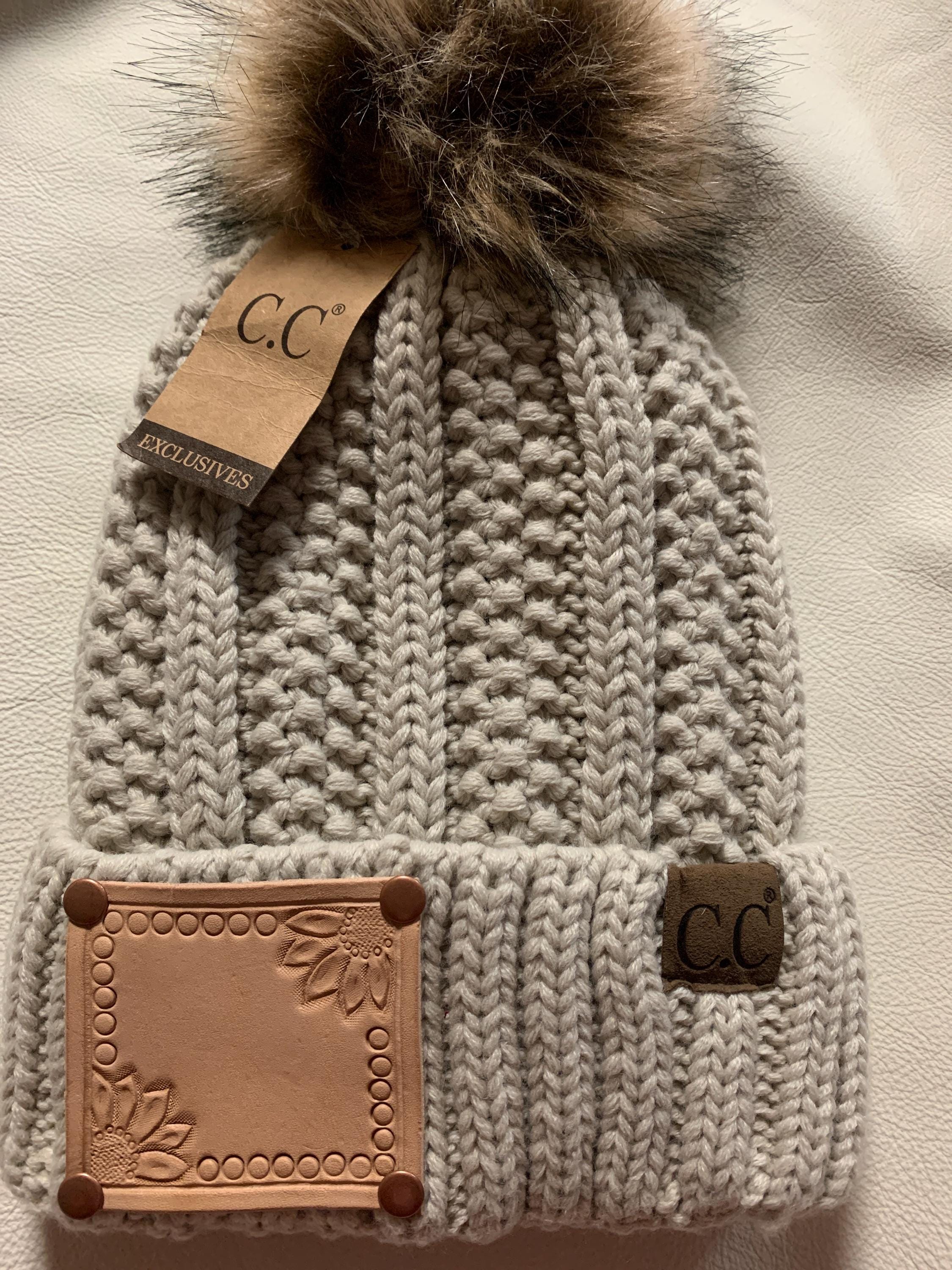 CC Beanie Sunflower tooled leather hat patch