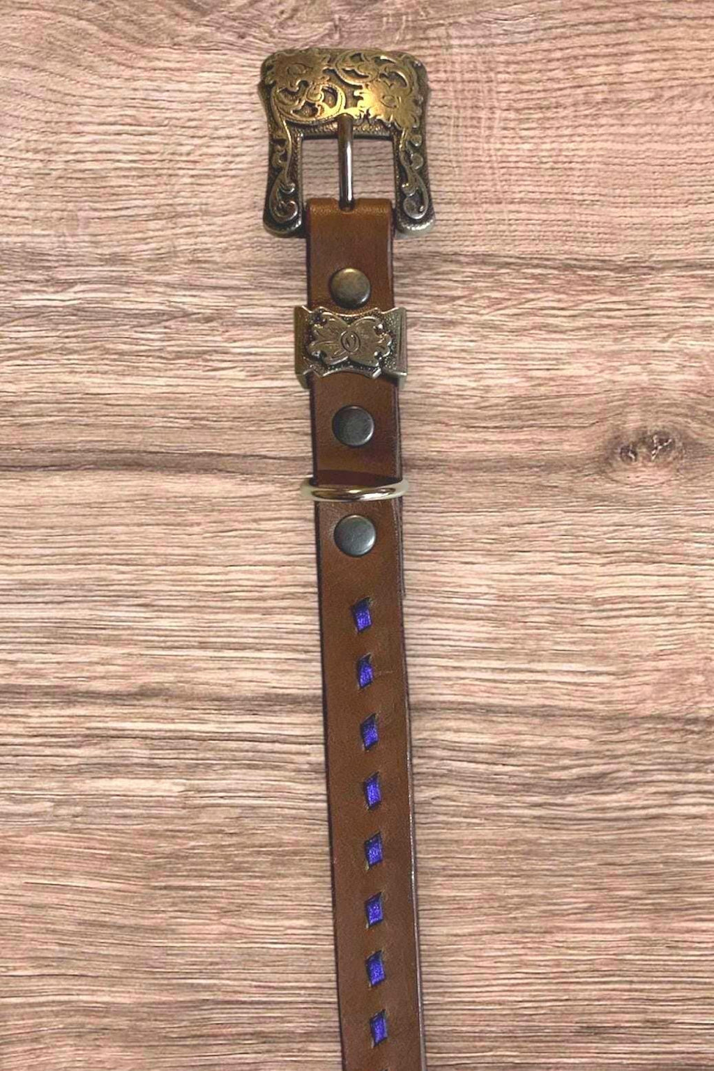 Handmade Leather Buckstitched Dog Collar – Western Style Brown Leather Collar, Durable Cowboy Dog Collar, dog collar