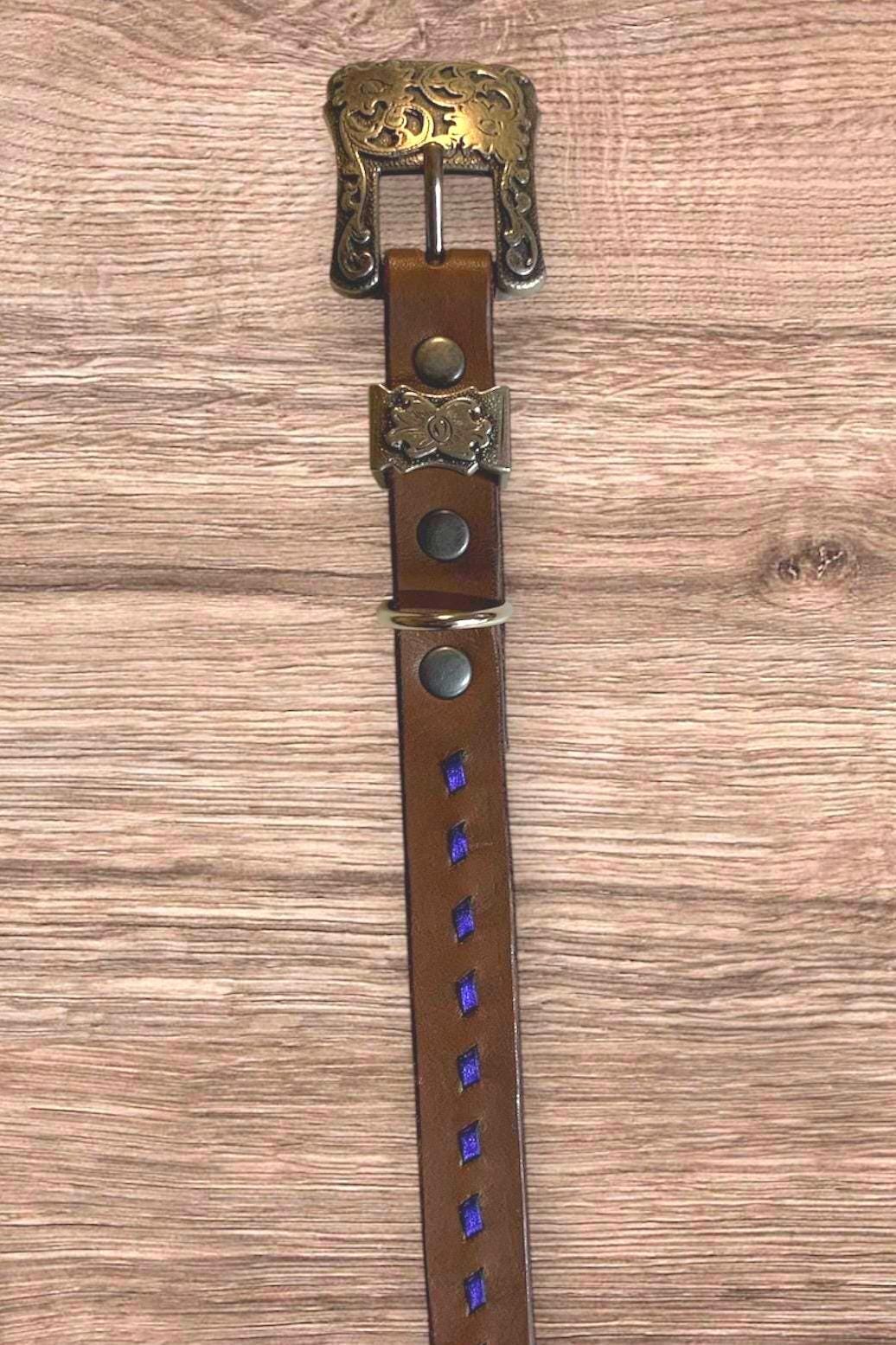 Handmade Leather Buckstitched Dog Collar – Western Style Brown Leather Collar, Durable Cowboy Dog Collar, dog collar