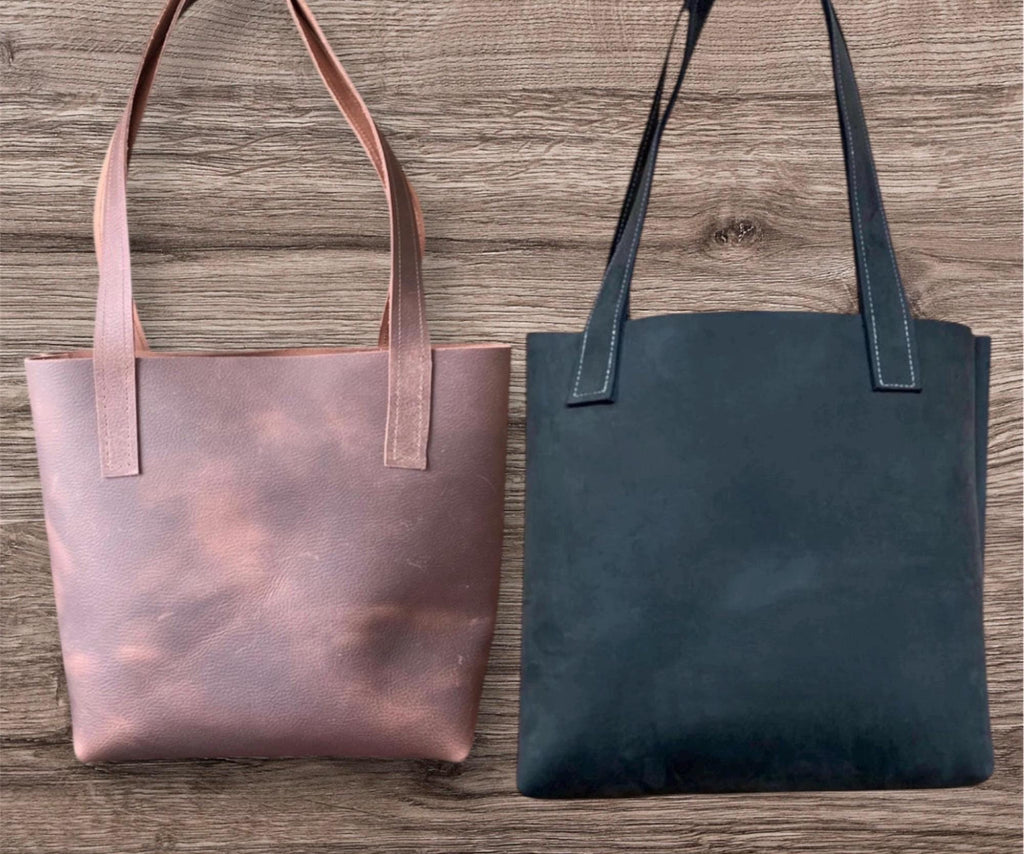 handmade genuine leather tote bag minimalist leather tote purse for women everyday leather shoulder tote bag, full grain leather tote bag